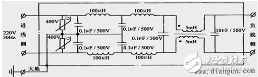 交流電源濾波器電路圖及作用分析